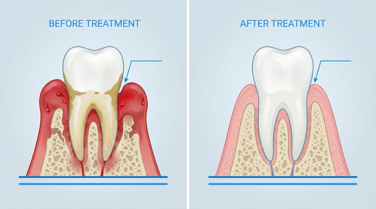 Dental patient education materials showing before and after soft tissue contour changes