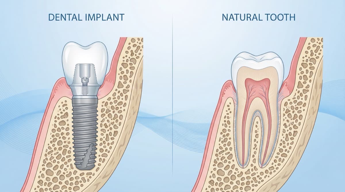 Dental patient education materials showing a clean implant diagram and patient-friendly visual